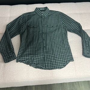 Men’s Express Black & Gray Checkered Button Down Shirt - Medium